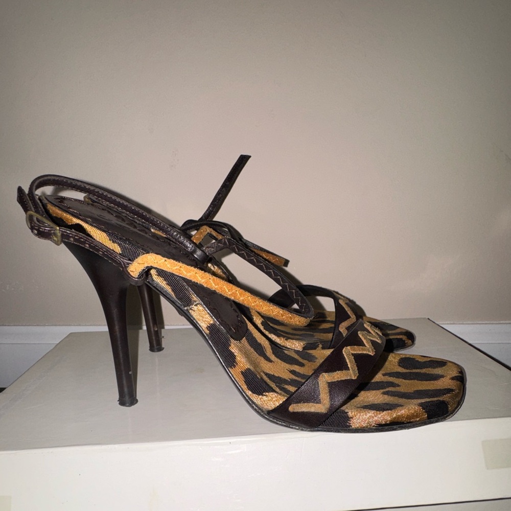 Casadei Leopard Print Sandals - Tan and Black - Picture 4 of 5